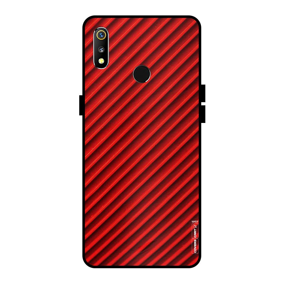 Red Rugged Stripes Metal Back Case for Realme 3i