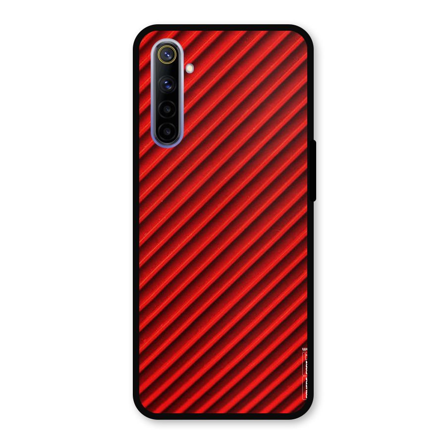 Red Rugged Stripes Metal Back Case for Realme 6i
