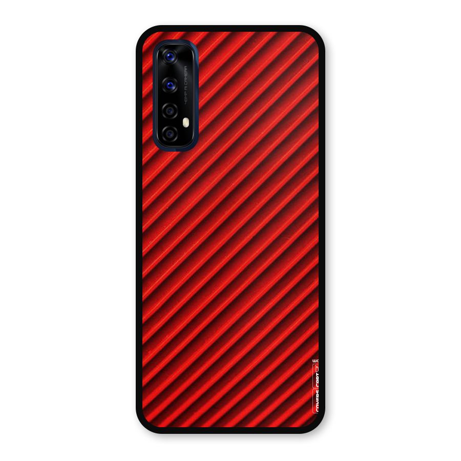 Red Rugged Stripes Metal Back Case for Realme 7