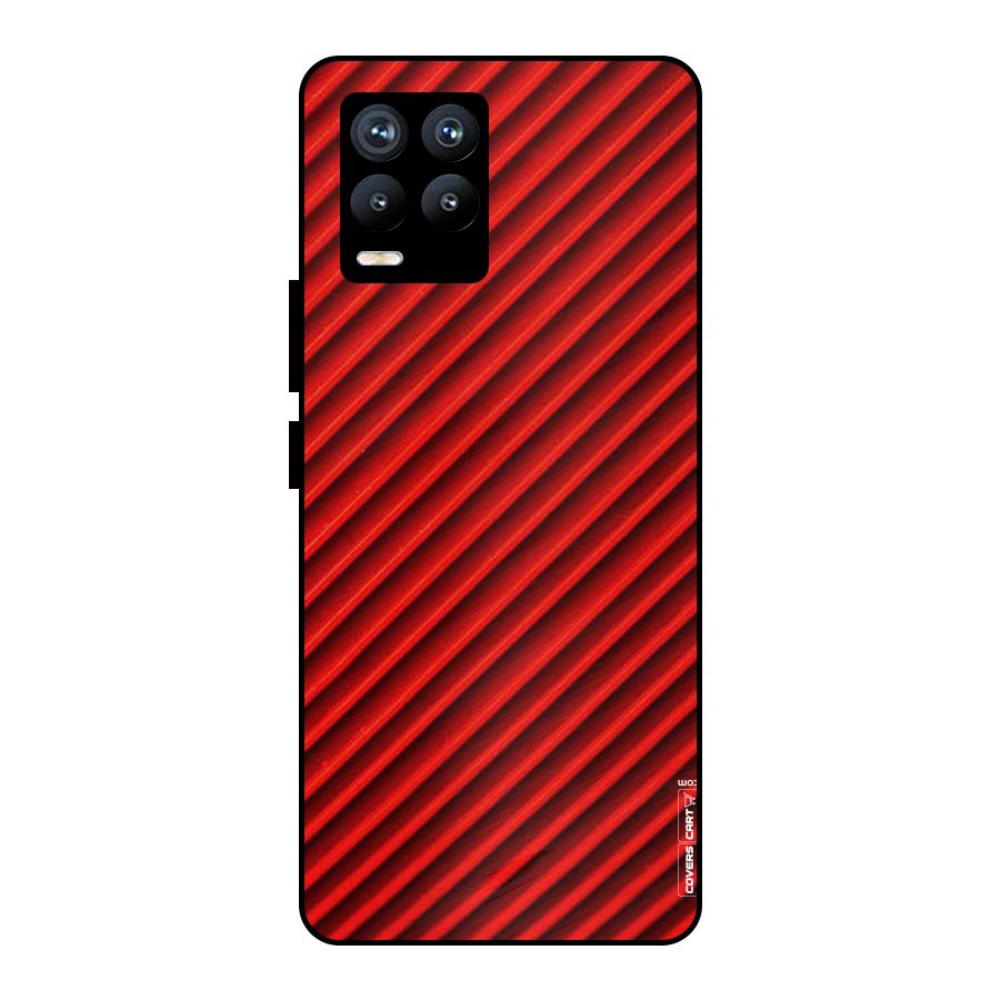 Red Rugged Stripes Metal Back Case for Realme 8 Pro