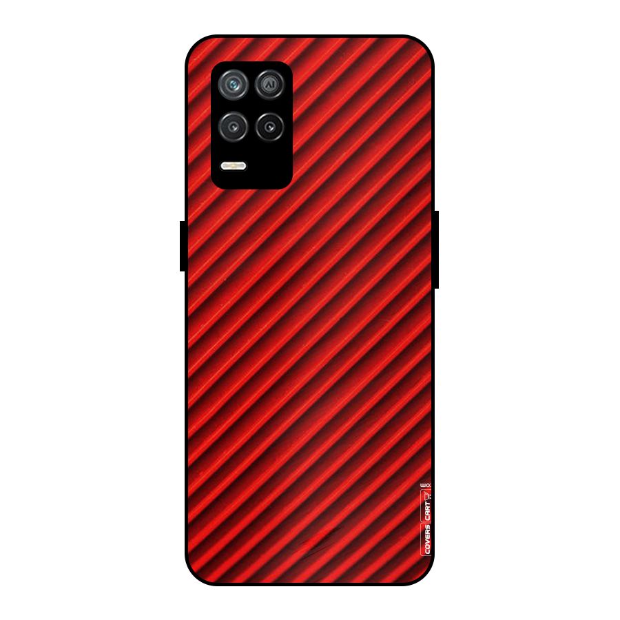 Red Rugged Stripes Metal Back Case for Realme 8s 5G