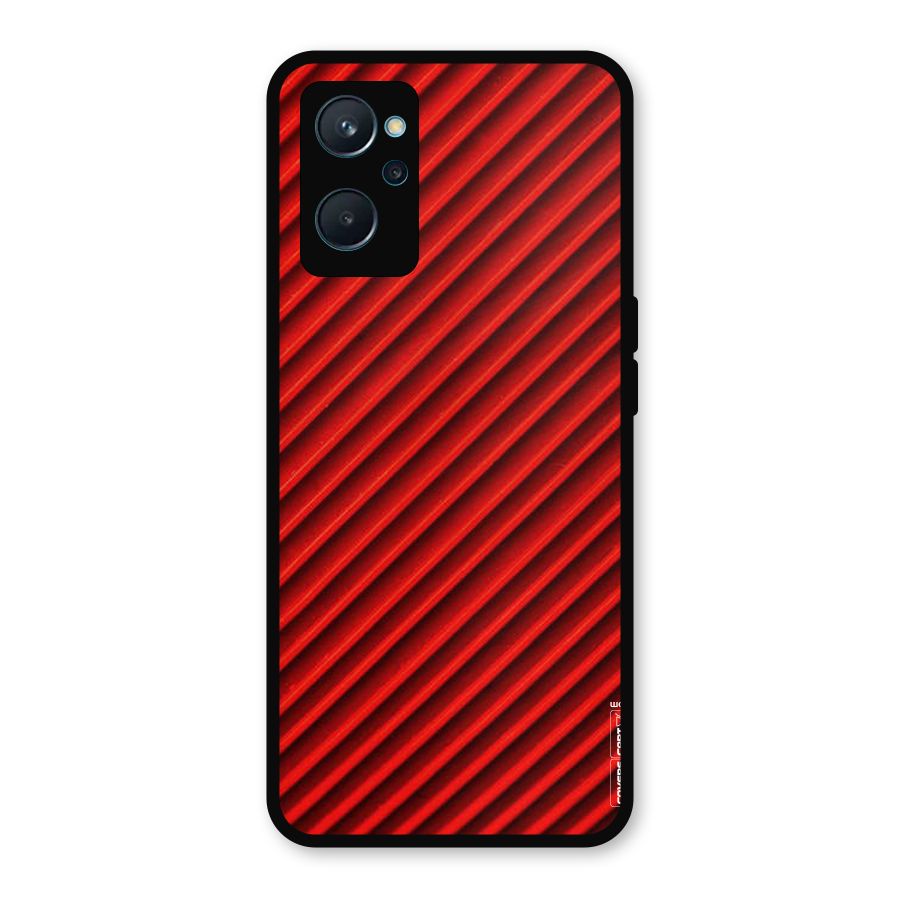 Red Rugged Stripes Metal Back Case for Realme 9i