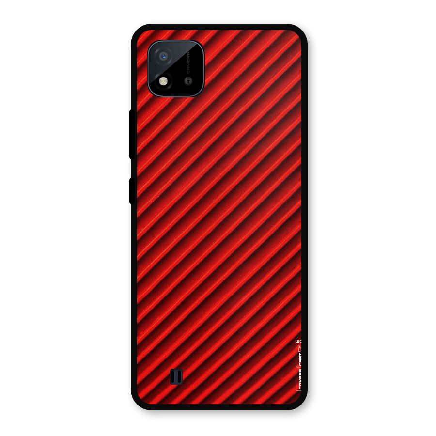 Red Rugged Stripes Metal Back Case for Realme C11 2021