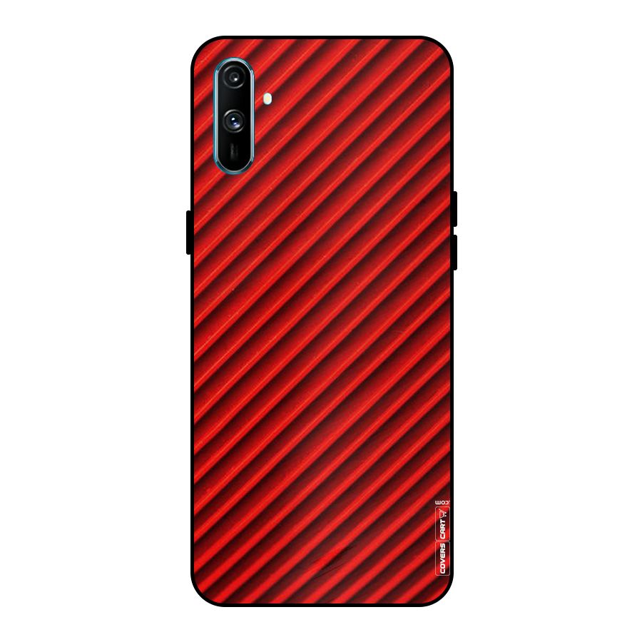Red Rugged Stripes Metal Back Case for Realme C3