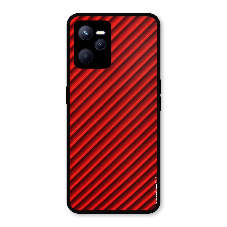Red Rugged Stripes Metal Back Case for Realme C35