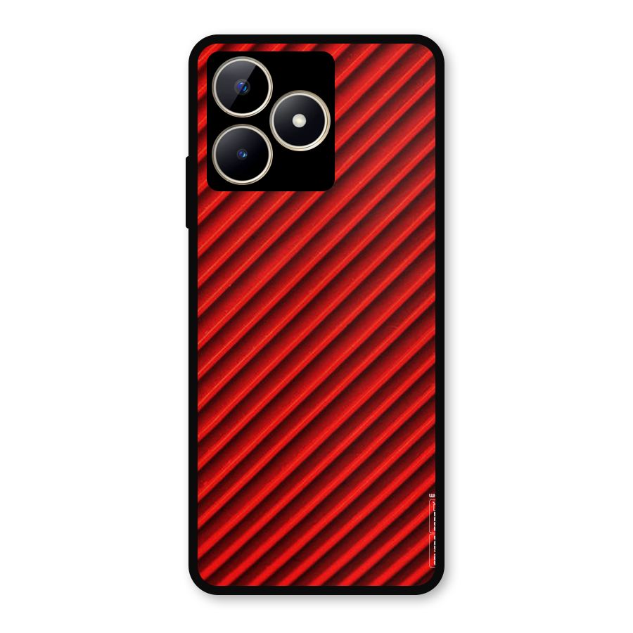 Red Rugged Stripes Metal Back Case for Realme C53