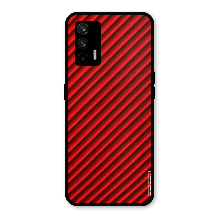 Red Rugged Stripes Metal Back Case for Realme GT 5G