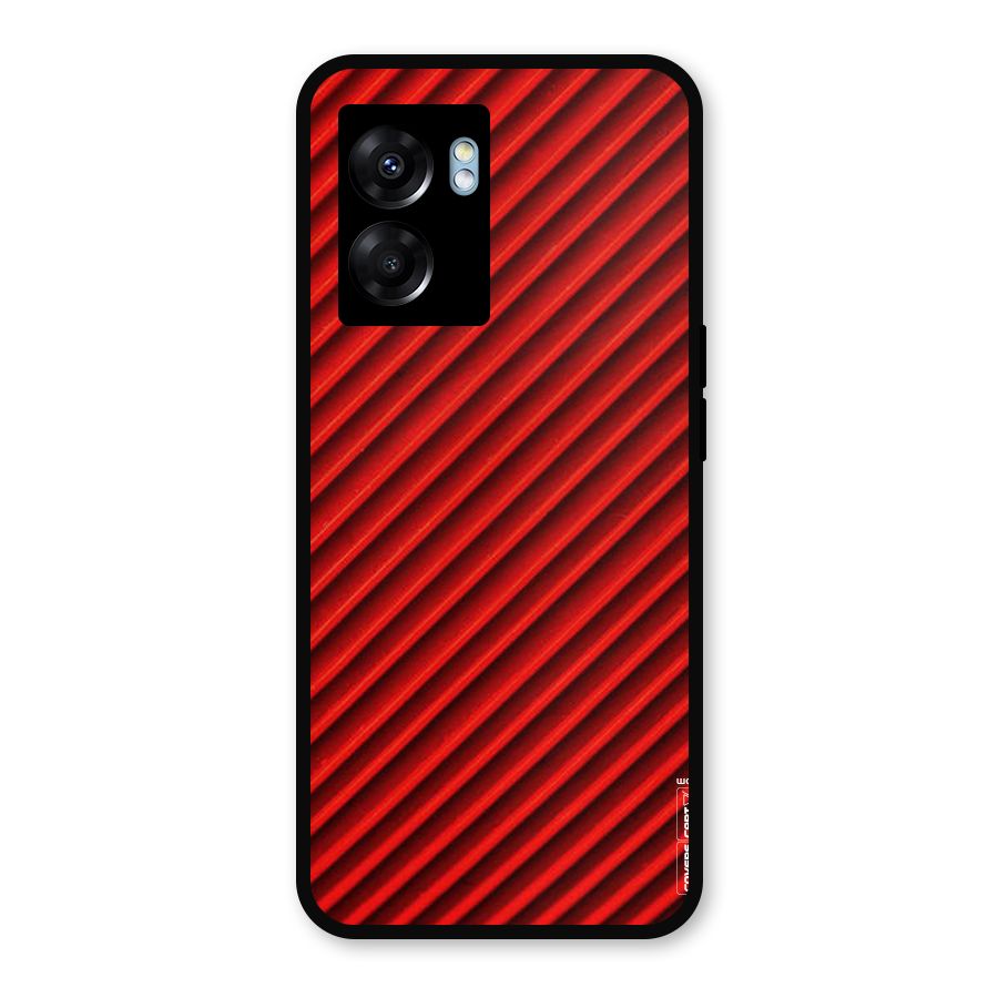 Red Rugged Stripes Metal Back Case for Realme Narzo 50 5G