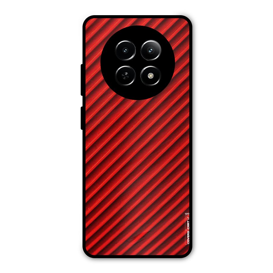 Red Rugged Stripes Metal Back Case for Realme Narzo N65