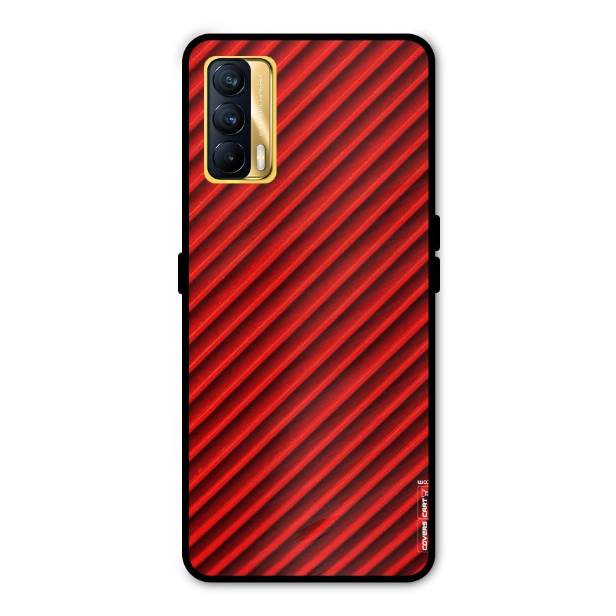 Red Rugged Stripes Metal Back Case for Realme X7