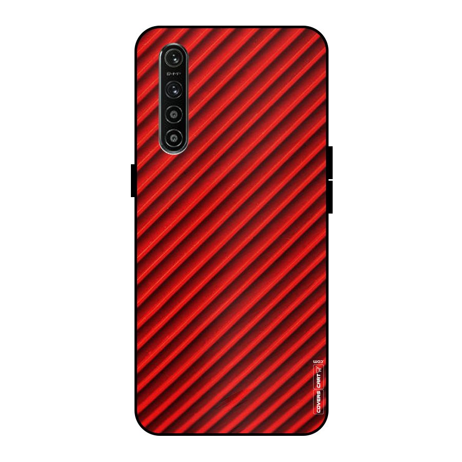 Red Rugged Stripes Metal Back Case for Realme XT