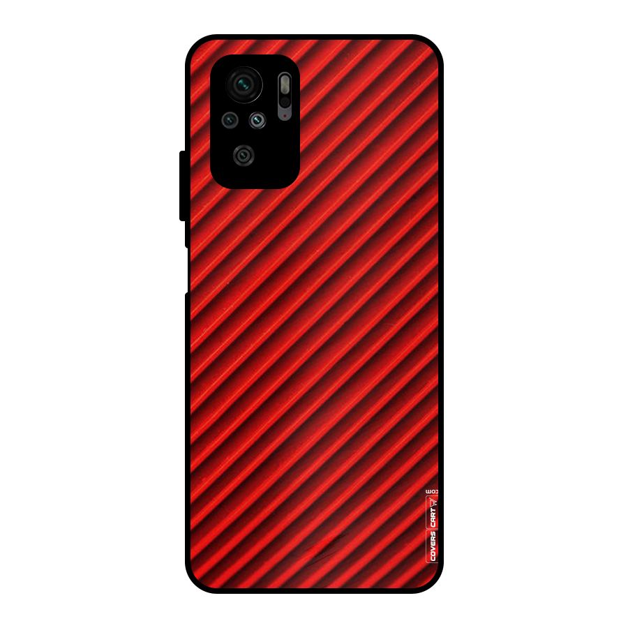 Red Rugged Stripes Metal Back Case for Redmi Note 10S