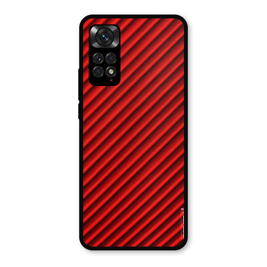 Red Rugged Stripes Metal Back Case for Redmi Note 11s