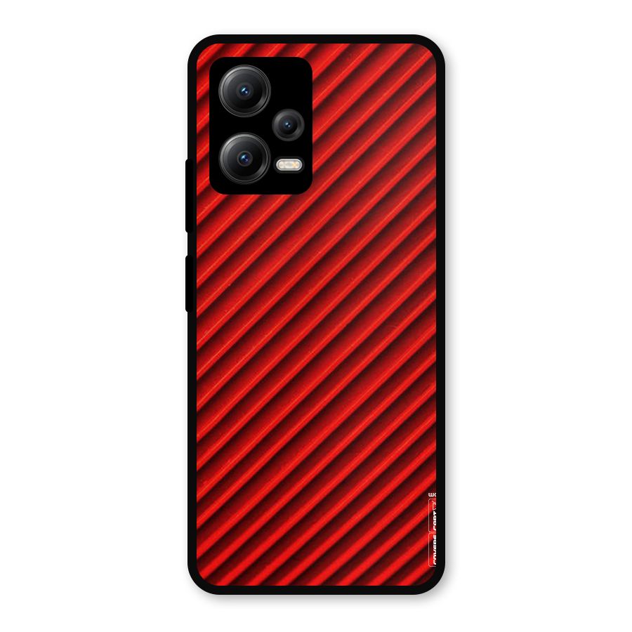 Red Rugged Stripes Metal Back Case for Redmi Note 12 5G