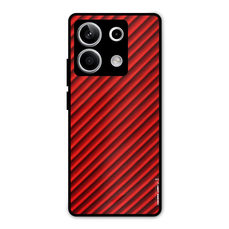 Red Rugged Stripes Metal Back Case for Redmi Note 13 5G
