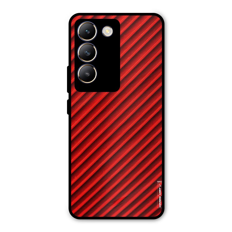 Red Rugged Stripes Metal Back Case for Vivo T3 5G