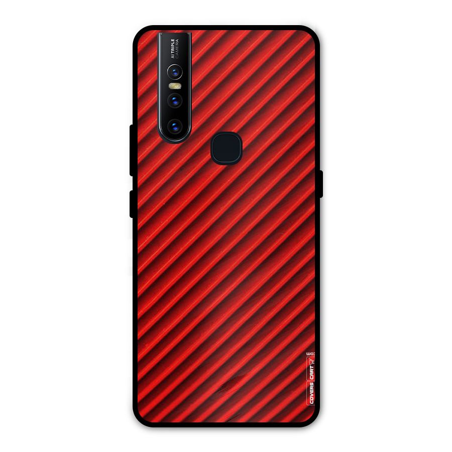 Red Rugged Stripes Metal Back Case for Vivo V15
