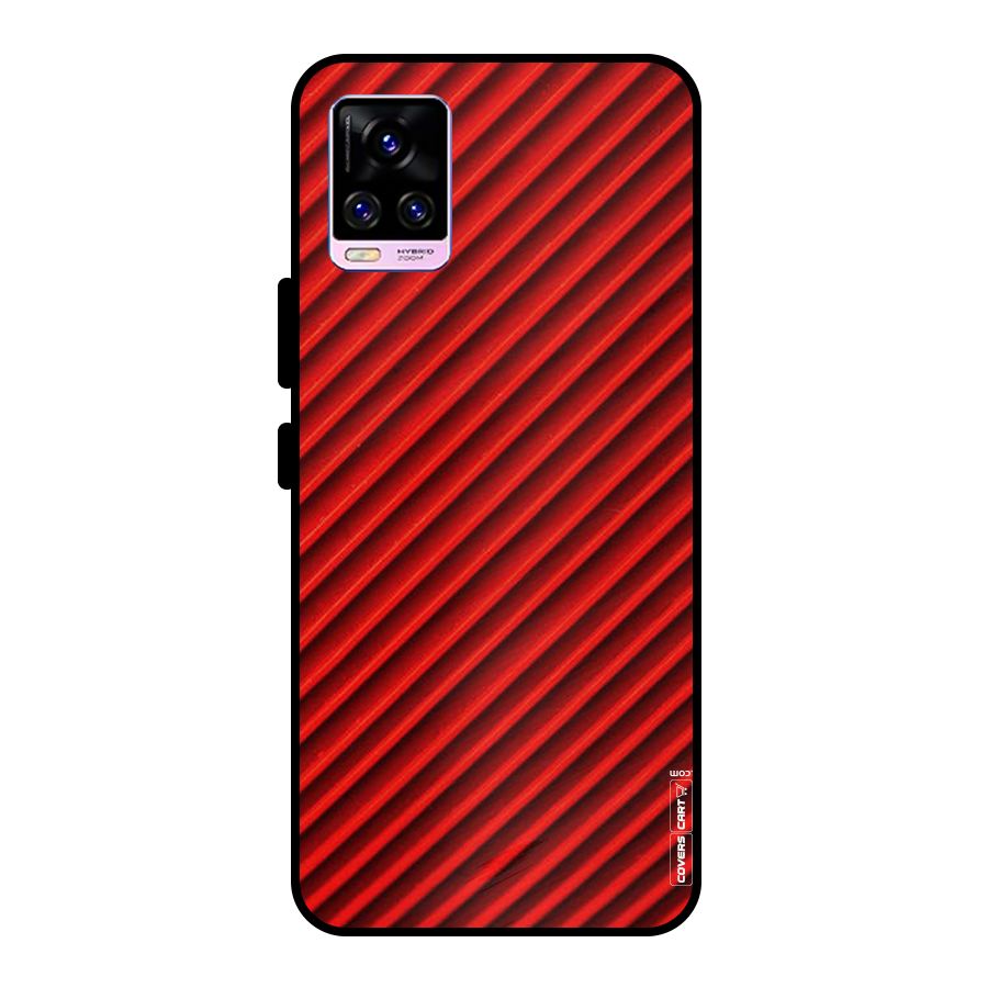 Red Rugged Stripes Metal Back Case for Vivo V20 Pro