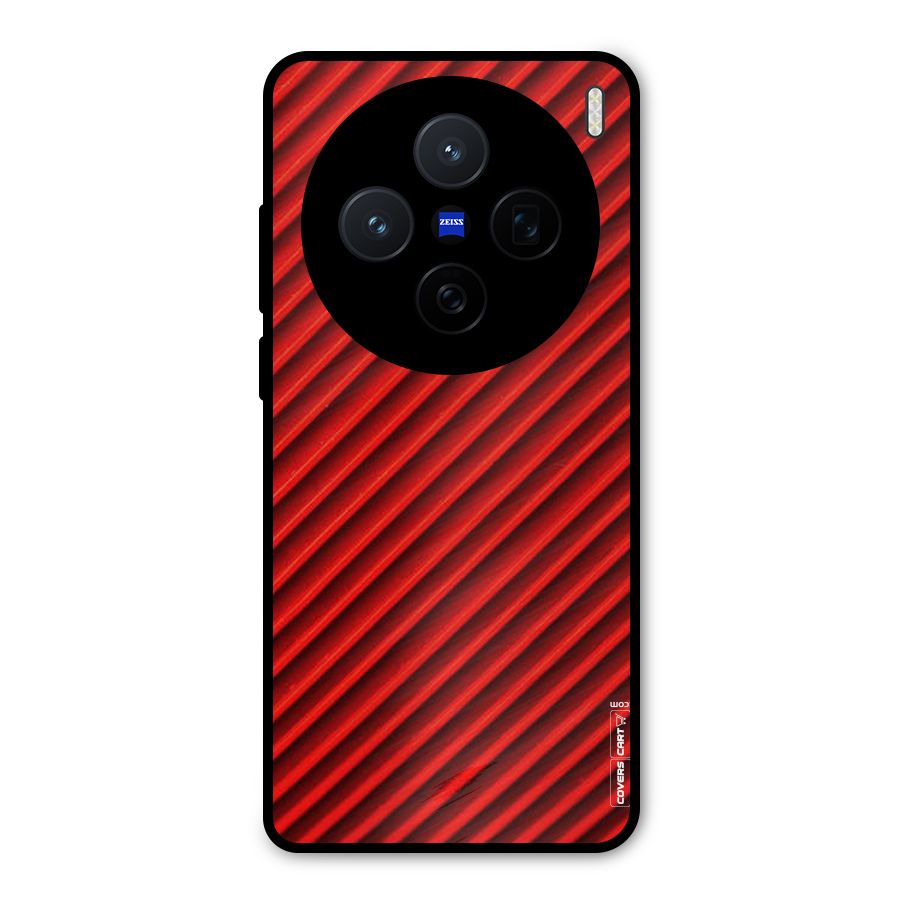 Red Rugged Stripes Metal Back Case for Vivo X200