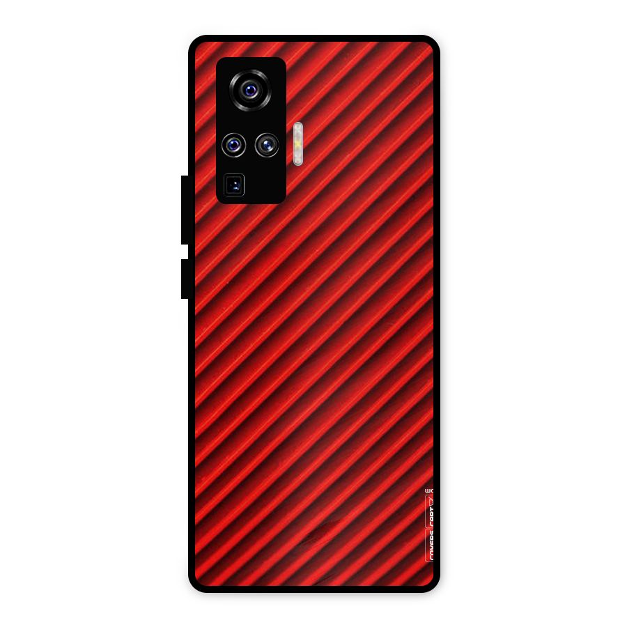 Red Rugged Stripes Metal Back Case for Vivo X50 Pro