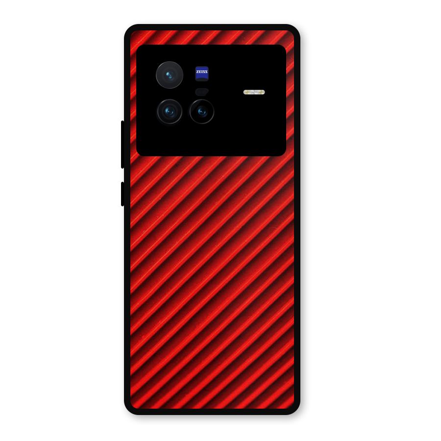 Red Rugged Stripes Metal Back Case for Vivo X80