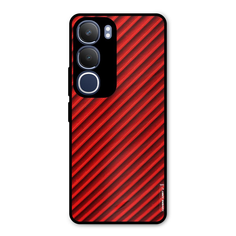Red Rugged Stripes Metal Back Case for Vivo Y29