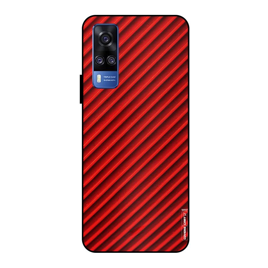 Red Rugged Stripes Metal Back Case for Vivo Y51