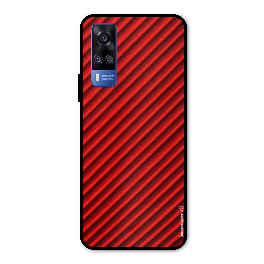 Red Rugged Stripes Metal Back Case for Vivo Y51A