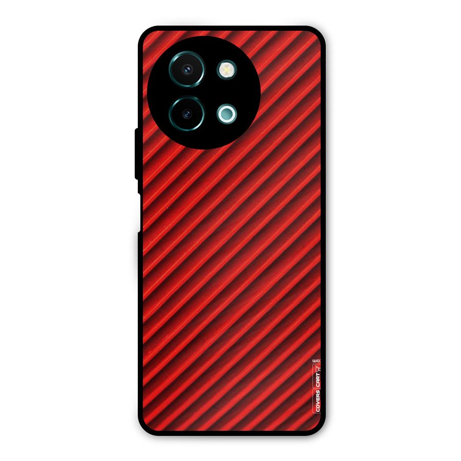 Red Rugged Stripes Metal Back Case for Vivo Y58