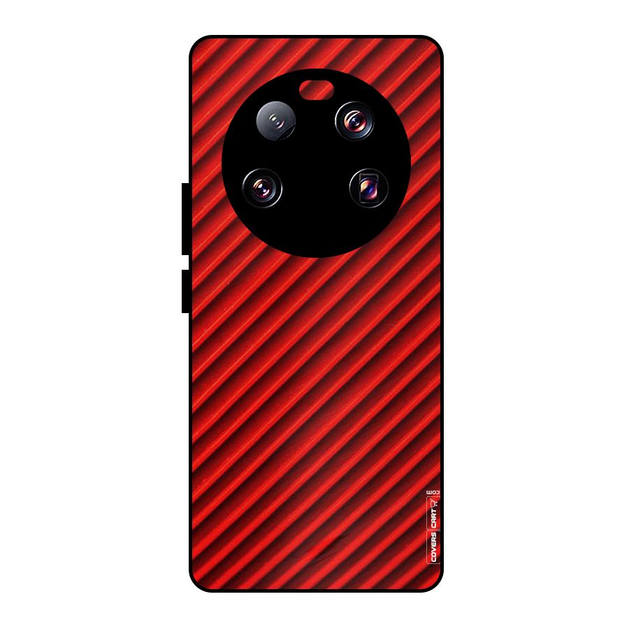Red Rugged Stripes Metal Back Case for Xiaomi 13 Ultra