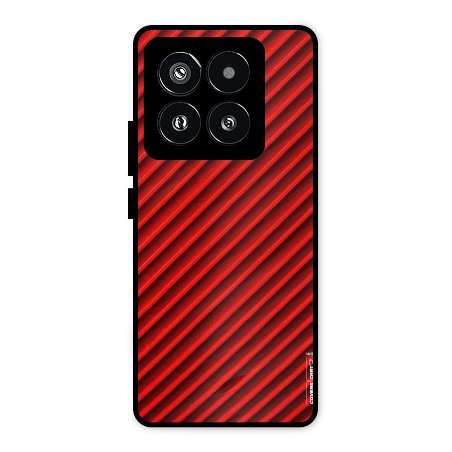 Red Rugged Stripes Metal Back Case for Xiaomi 14 Pro
