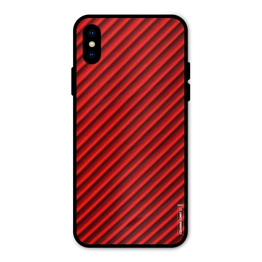 Red Rugged Stripes Metal Back Case for iPhone XS