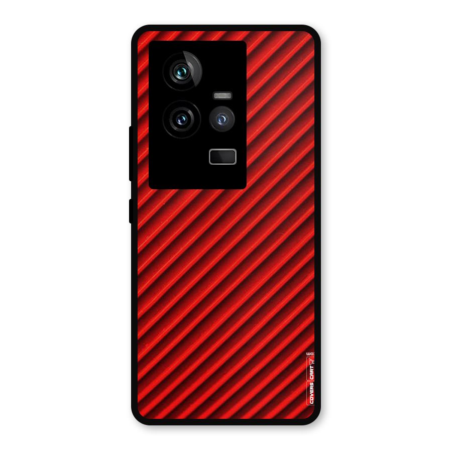 Red Rugged Stripes Metal Back Case for iQOO 11 5G