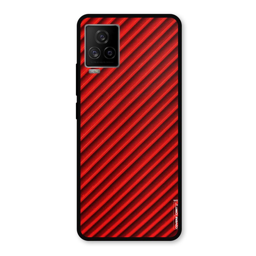 Red Rugged Stripes Metal Back Case for iQOO 7 Legend 5G
