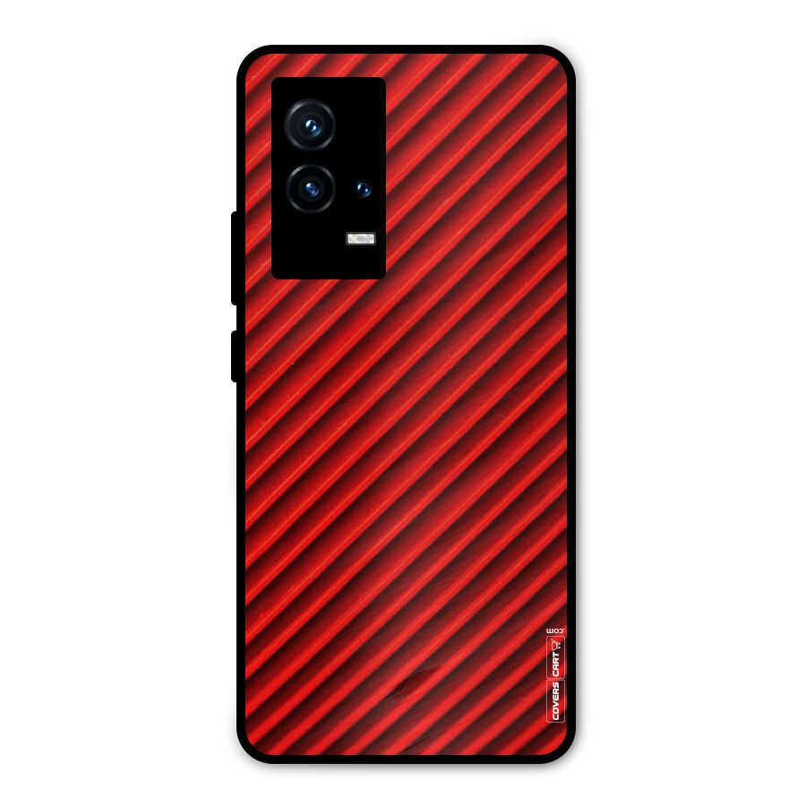 Red Rugged Stripes Metal Back Case for iQOO 9 5G