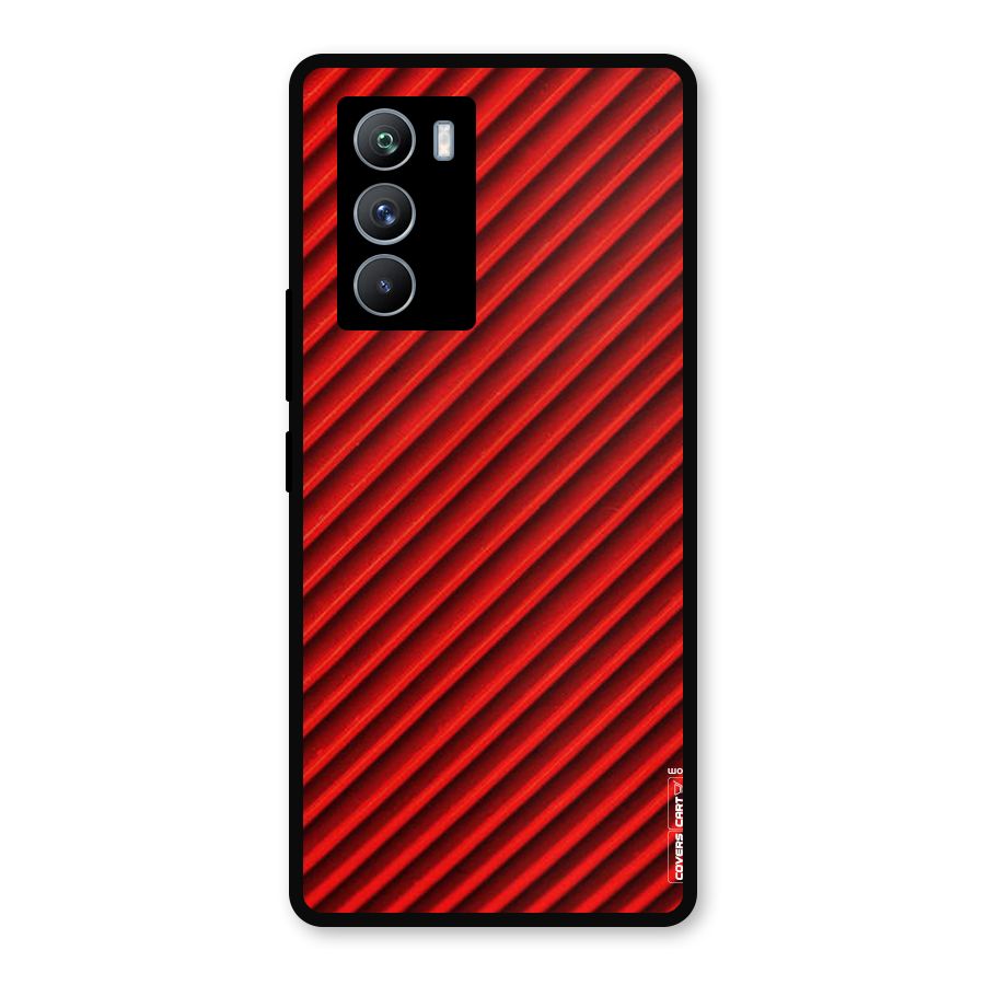 Red Rugged Stripes Metal Back Case for iQOO 9 SE