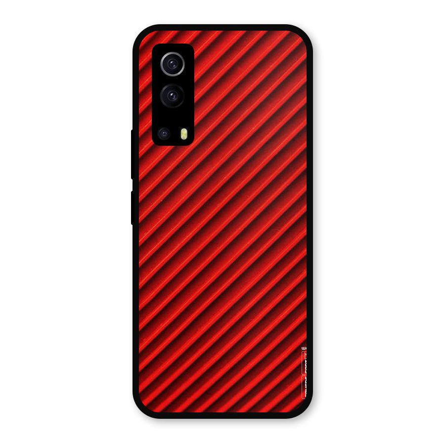 Red Rugged Stripes Metal Back Case for iQOO Z3