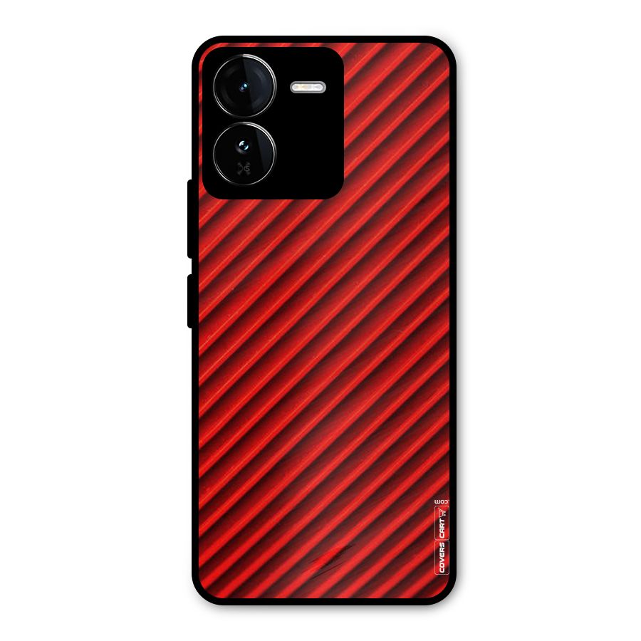 Red Rugged Stripes Metal Back Case for iQOO Z9