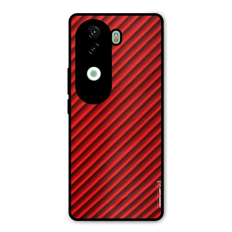 Red Rugged Stripes Metal Back Case for iQOO Z9s