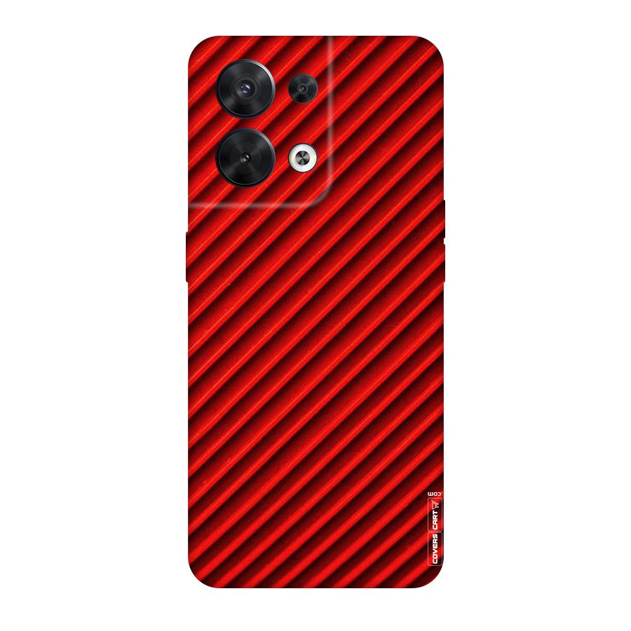 Red Rugged Stripes Original Polycarbonate Back Case for Oppo Reno8 5G