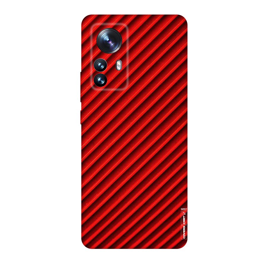 Red Rugged Stripes Original Polycarbonate Back Case for Xiaomi 12 Pro