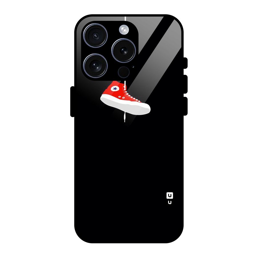 Red Shoe Hanging Glass Back Case for iPhone 15 Pro
