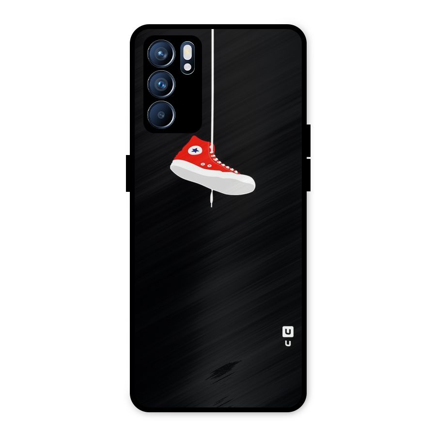 Red Shoe Hanging Metal Back Case for Oppo Reno6 5G
