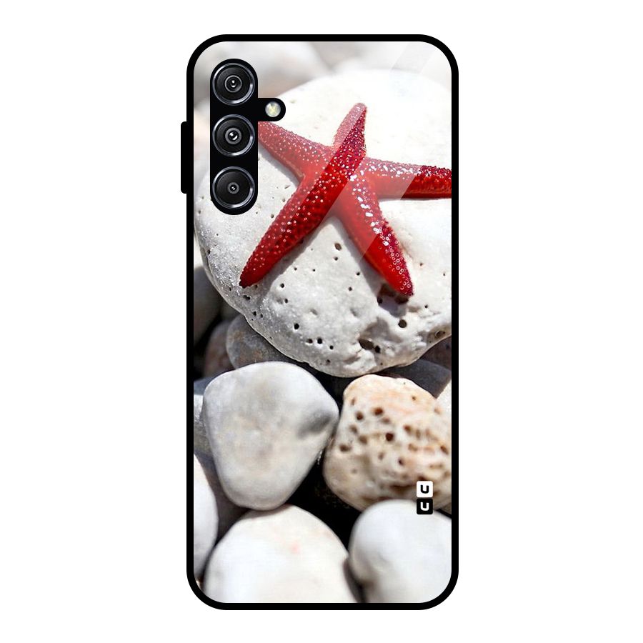 Red Star Fish Glass Back Case for Galaxy M34 5G