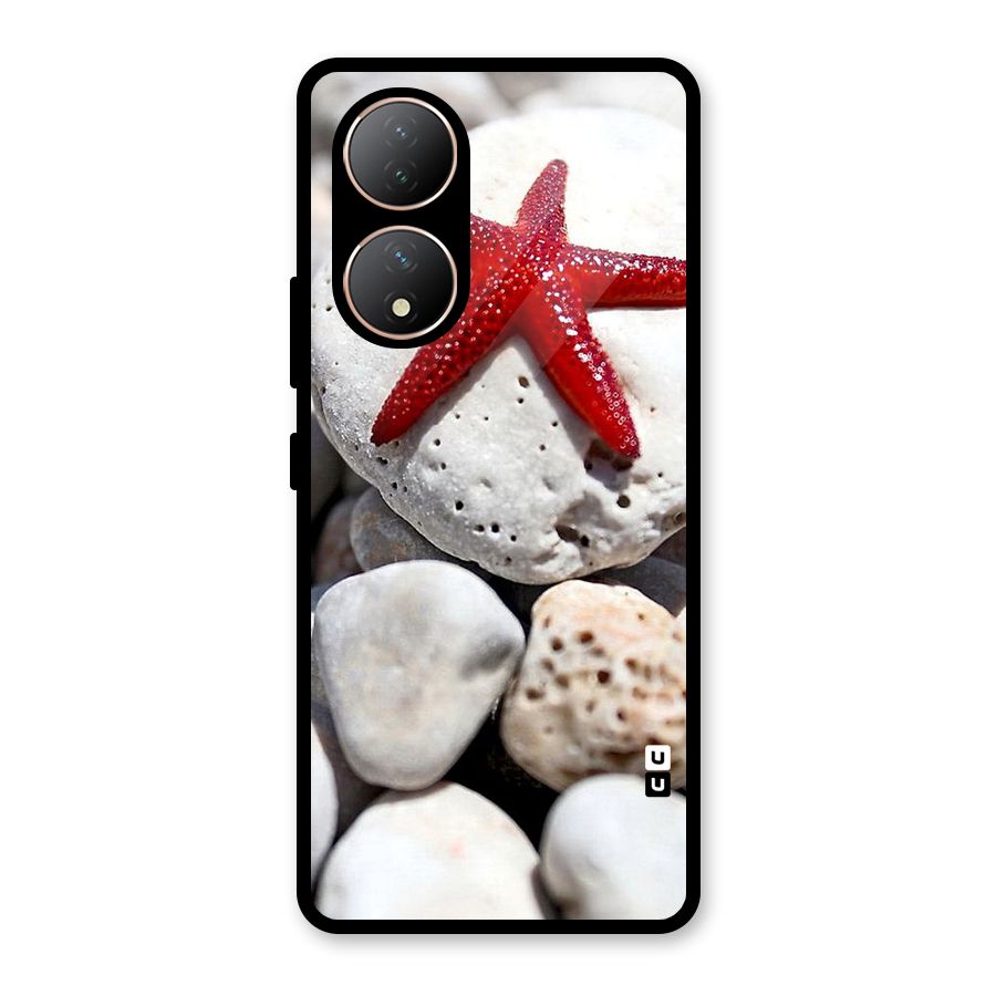 Red Star Fish Glass Back Case for Vivo Y100A