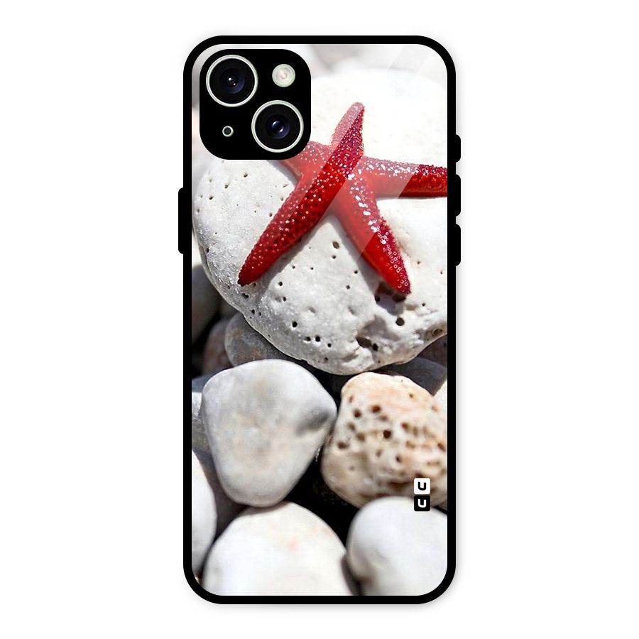 Red Star Fish Glass Back Case for iPhone 15 Plus