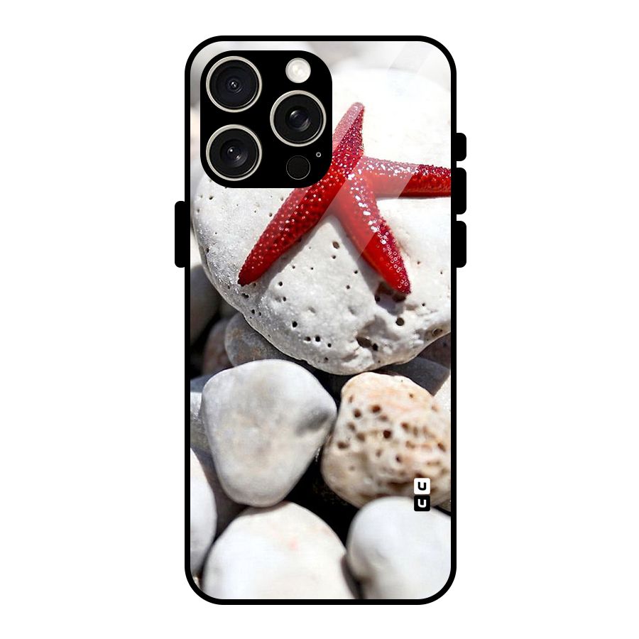 Red Star Fish Glass Back Case for iPhone 15 Pro Max