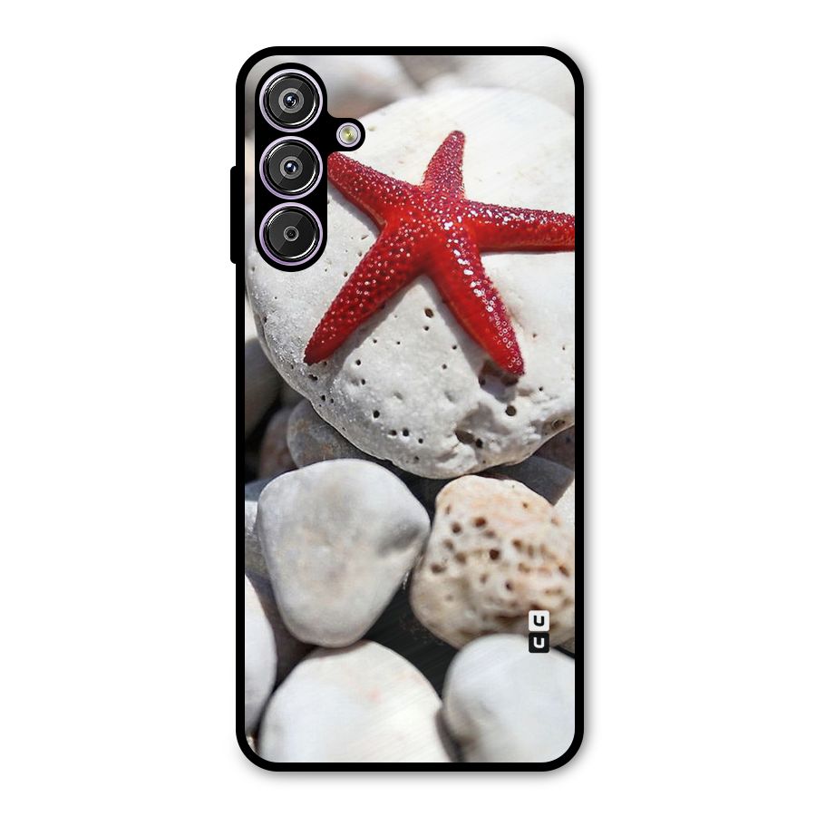 Red Star Fish Metal Back Case for Galaxy M15