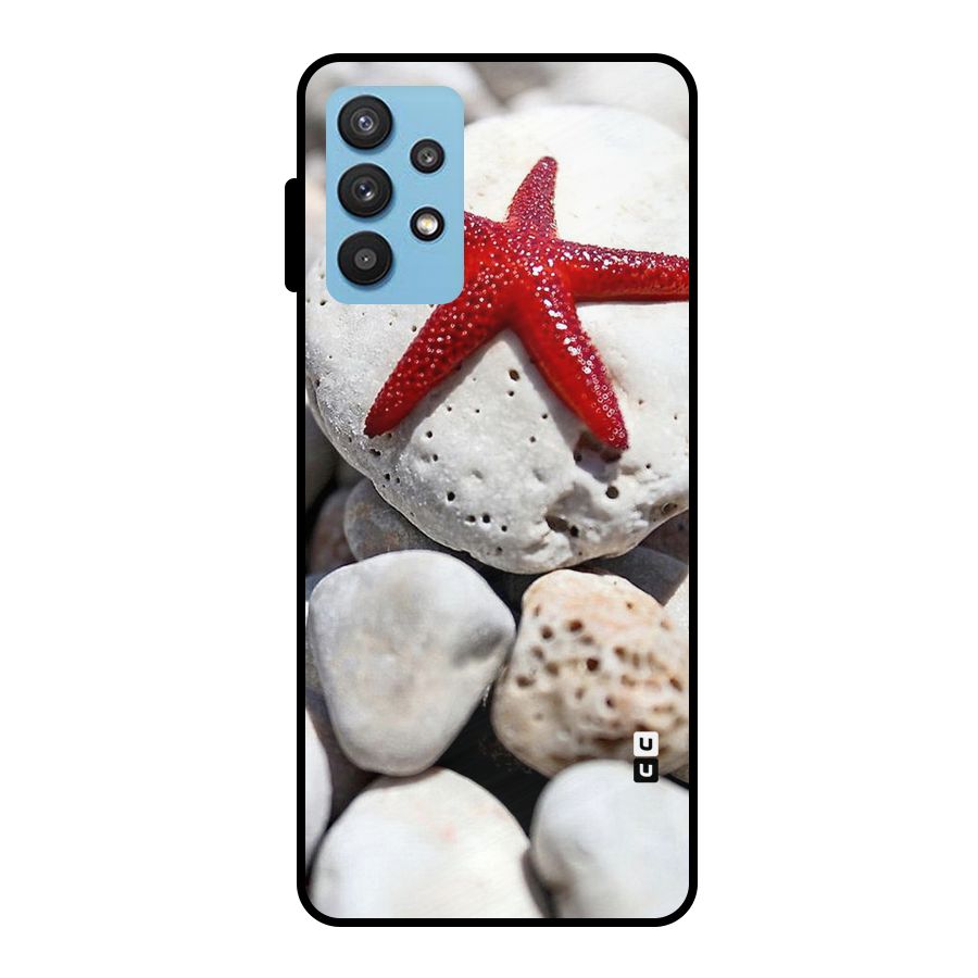 Red Star Fish Metal Back Case for Galaxy M32 5G