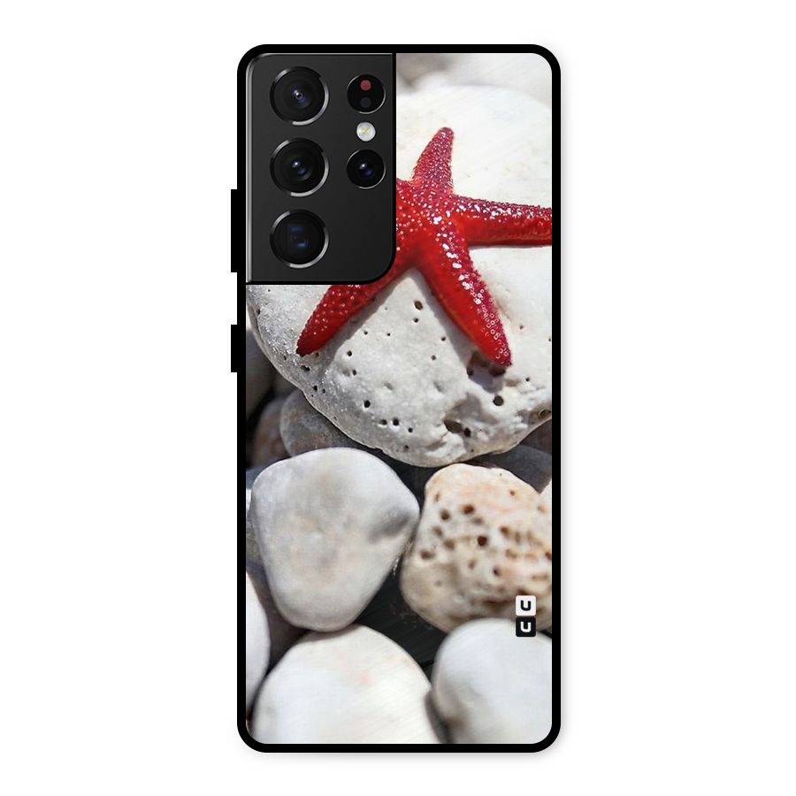 Red Star Fish Metal Back Case for Galaxy S21 Ultra 5G